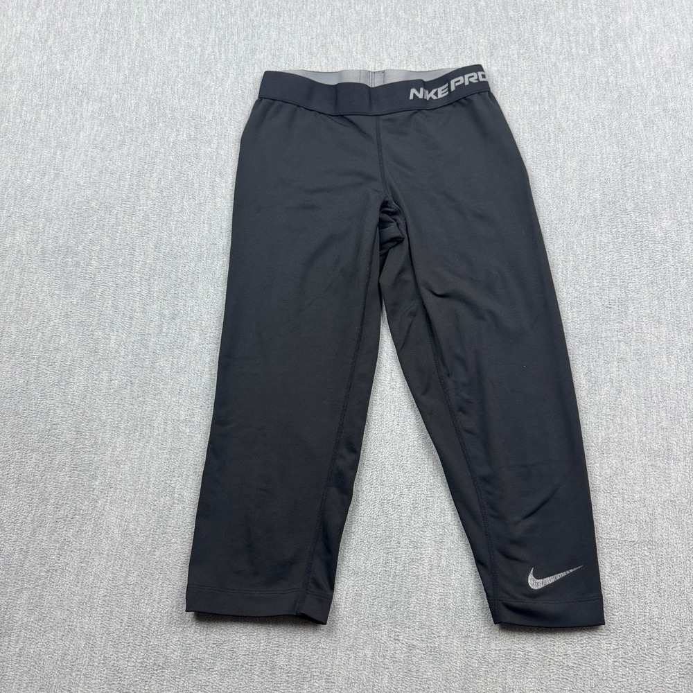 Nike Pro Leggings Women Small Black Dri Fit Stretch Capri Training Gym Run Pants